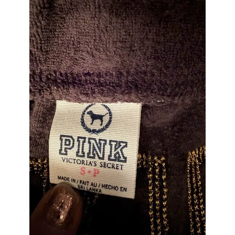 RARE Y2K Victoria Secret PINK Shorts SIZE M Gray GOLD Sequin Bling Logo
